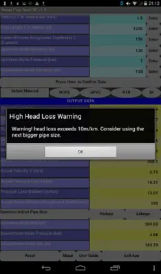 Water Pipe Sizer SE android App screenshot 0