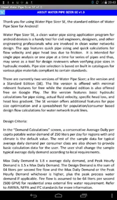 Water Pipe Sizer SE android App screenshot 1